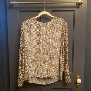 EQUIPMENT floral and cheetah long sleeve blouse L